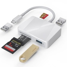 5-in-1 USB-C SD Card Reader Adapter, Dual USB-A, for iPhone, iPad, MacBook, Andr picture