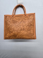 NUBILY BROWN TOOLED LAPTOP BAG /XBODY STRAP/16X13X3 NEW NO TAG picture