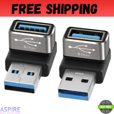 90 Degree USB 3.0 Adapter 2 Pack, Up and Down Right Angle USB A Male to Female picture