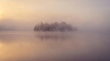 Landscape lake canada mist sunset winter frost nature Custom Gaming Mat Desk picture