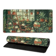 Cute Frog & Plant Garden Gaming Mouse Pad Extended Desk Mat Non-Slip Cozy picture