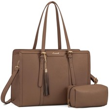 Laptop Bag for Women 15.6 inch Lightweight PU Tote Bag,...  picture