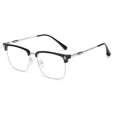 Retro Blue Light Glasses Men - Square TR90 Metal Blowline Frame Stylish Trend... picture