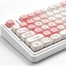 134 Keys Cute Sakura Pink MOA PBT Round Keycaps Cherry Gateron MX Switches picture