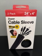 NWT Wrap-It Storage - Zipper Cable Sleeve - Black,  2 pack, NEW in box, 24