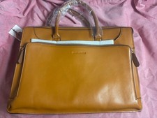 Bostanten Leather Laptop Briefcase Brown Business Bag Mens Womens Shoulder Strap picture