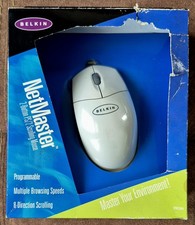 Vintage Belkin NetMaster 2 Button PS/2 Scroll Mouse Model F8E204  picture