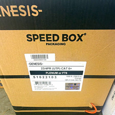 Genesis Cat 6+ UTP Plenum FT6 1000 ft Orange Bulk Ethernet Cable Raw picture