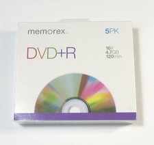 Memorex DVD+R 5 Pack 16X 4.7GB Recordable 120 Min Video - New Sealed picture