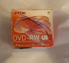 *sealed Worn* TDK Camcorder Mini DVD-RW 2x/1x 30 Min. 1.4GB Single Sided 5 Pack picture