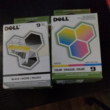 GENUINE DELL INK CARTRIDGES 9XL CLR, DELL 9 BLK picture