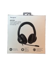 Targus AEH102 USB Wired Stereo Headset Plug & Play, Soft Ear Cups, Boom Mic NEW picture