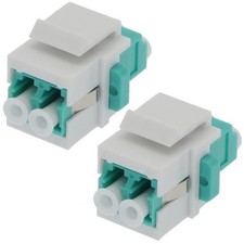 2x LC/UPC OM3 Duplex Multi Mode Fiber Optical Coupler Keystone Jack Snap-in Aqua picture
