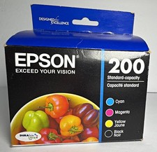 Epson Genuine OEM Original 200 Ink Cartridges. CMYK 4-Pack T200120-BCS Exp 8/27 picture