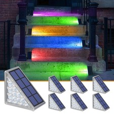 Solar Step Lights,6 Pack RGB Solid Color Changing Solar Stair Lights Outdoor ... picture