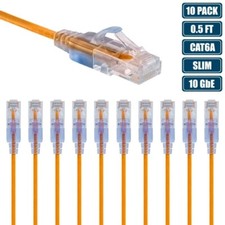 10x 0.5FT CAT6A RJ45 Ethernet LAN Network Patch Cable Slim Cord Router Yellow picture