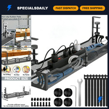 Under Desk Cable Management Tray, 25.3'' No Drill Organizer for Cords & Wires picture
