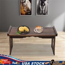 Antique Foldable Bed Laptop Desk Portable Sofa Side End Table Coffee Tea Table picture