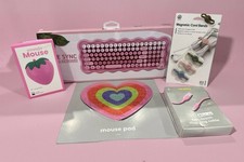 Pink Bundle Desk Essentials: Wireless Keyboard, Strawberry Mouse,  Heart Mouse P picture