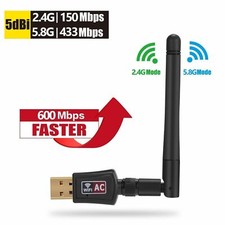 600 Mbps Dual Band 2.4/5Ghz Wireless USB WiFi Network Adapter w/Antenna 802.11 picture