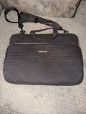  BAGSMART Quilted Laptop Bag 15.6 Black Gold Hardware Briefcase Shoulder Strap picture