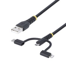 StarTech.com 3-in-1 Rugged USB Charging Cable, 1m, MFi picture