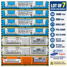 Lot 7 HP 398707-051 2GB DDR2-667 PC2-5300F ECC FB-DIMM Server RAM 14GB Buffered picture
