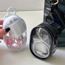 2PCS Compact Transparent PVC Cable Organizer Box with Black Zipper - Portable &  picture