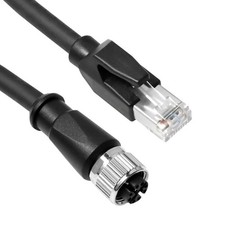 M12 X-Code 8 Pin Female to RJ45 Ethernet Cable Cat6A Shielded 10-Gbps Drag Chain picture