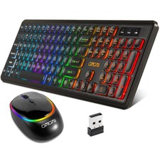Wireless Keyboard and Mouse CHONCHOW Rechargeable LED RGB backlit, black picture