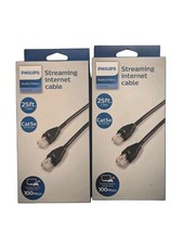 2x Philips 25ft Streaming Internet Cat5e Cable Audio/Video Ethernet Up To 100mbp picture