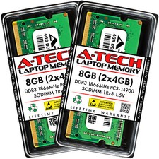 A-Tech 8GB Kit 2x 4GB PC3L-14900 SO-DIMM DDR3 1866 1Rx8 1.35V Laptop Memory RAM picture