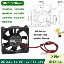 5010 DC Brushless Cooling Fan Mini Silent Fans 3.7/5/9/12/18/24V 2000RPM-7000RPM picture
