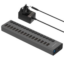 16-Port USB 3.0 Data Hub and Charger with Individual 16-port, Black picture