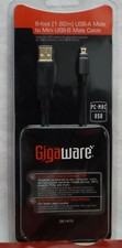 Radio Shack Gigaware 6ft USB-A Male To Mini USB-B Male Cable. TAGGED G262. picture