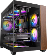 Genuine Walnut Wood PC Case, Pre-Installed 4 x 120mm ARGB & PWM Fans, Type-C picture