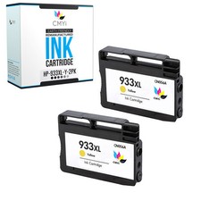 2 PK Yellow 933XL Ink Cartridge for HP 933 XL Fits Officejet 6100 6700 7610 picture