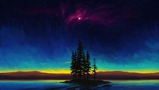 Landscape  painting lake night sky Custom Gaming Mat Desk picture