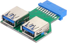 Dual USB 3.0 a Type Female to Motherboard 20/19 Pin Box Header Slot Adapter picture