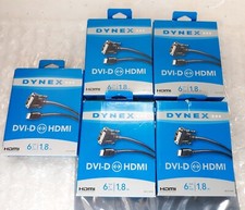 Lot of 5 Dynex DVI-D to HDMI 6Ft. 1.8M Digital Video Cables DX-C14193 *NEW* picture