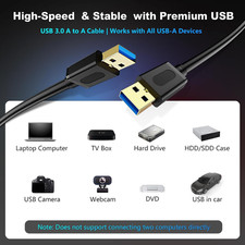 USB 3.0 Male to Male Cable 25Ft,Usb to USB Cable with Gold-Plated Connector for  picture