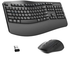 Wireless Keyboard and Mouse Combo, 2.4G Full Size Wave Keys Ergonomic Keyboard  picture