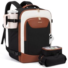 LOVEVOOK 40L Travel Backpack for Women Men, Large 40L-3Pcs, Black-beige-brown picture