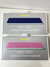 2-Pack HeyDay Compact Wireless Keyboards Bluetooth USB Receiver Dusk & Pink New picture