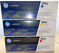 Set of Genuine HP CC531A Cyan + CC532A Yellow + CC533A Magenta 304A Toners picture