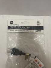 Monoprice Power Cord Splitter 1.2ft Black NEMA 5-15P to 2x 5-15R 14AWG picture