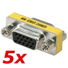 5 Pack - VGA Female to Female Gender Changer Adapter Coupler DB15 SVGA 15-Pin picture