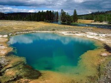 Landscape yellowstone national park hot spring river Custom Gaming Mat Desk picture