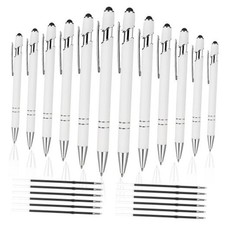 Silver & White Metal Stylus Pen with Stylus Tips - 2 in 1 Black Ink picture