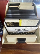 Huge Lot 95 Vintage 5.25 Floppy Disks Maxell MD2-HD IBM PC 5 1/4 Disks Caddy Box picture